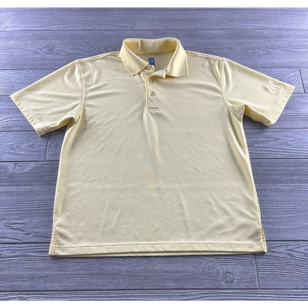 PGA Tour Golf Polo Shirt Short Sleeve Airflux Polyester Yellow Men's Size Medium